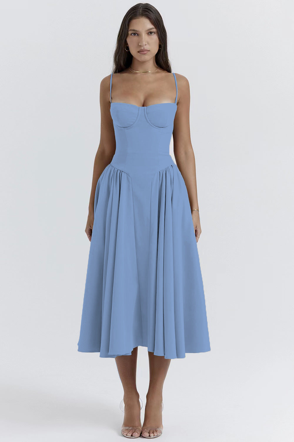 Damen Midi-Kleid mit elegantem Schnitt und komfortablen Trägern EB