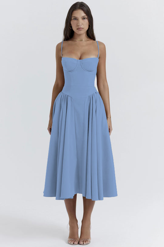 Damen Midi-Kleid mit elegantem Schnitt und komfortablen Trägern EB