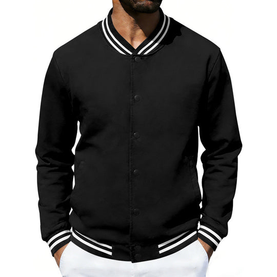 Herren Varsity-Bomberjacke aus Sweat mit gestreiftem Rippkragen EB