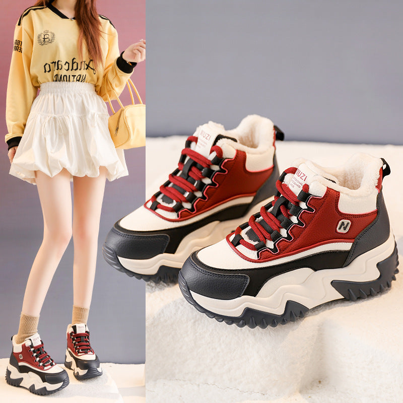 Damen sportliche High-Top Sneakers mit dickem Profil und dämpfendem Innenfutter EB