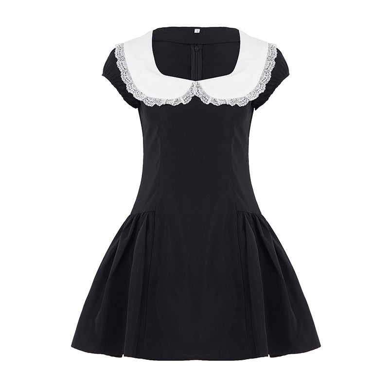 Damen Kleid im Vintage-Stil mit Spitzenkragen und weitem Rock EB