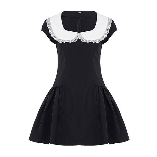 Damen Kleid im Vintage-Stil mit Spitzenkragen und weitem Rock EB