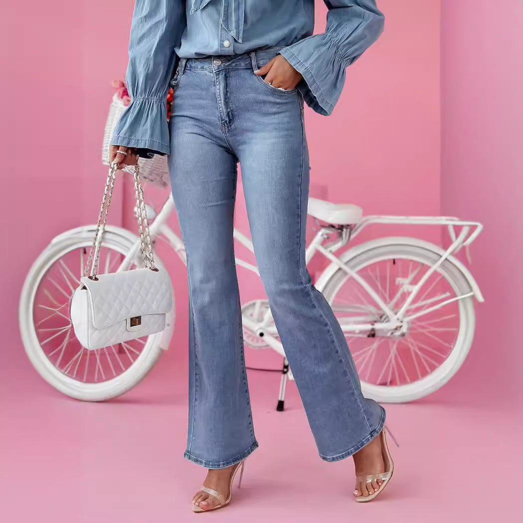 Damen Flared Jeans im eleganten Vintage-Look mit hoher Taille EB