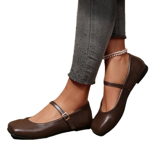 Damen Klassische Ballerinas mit verstellbarem Riemen EB