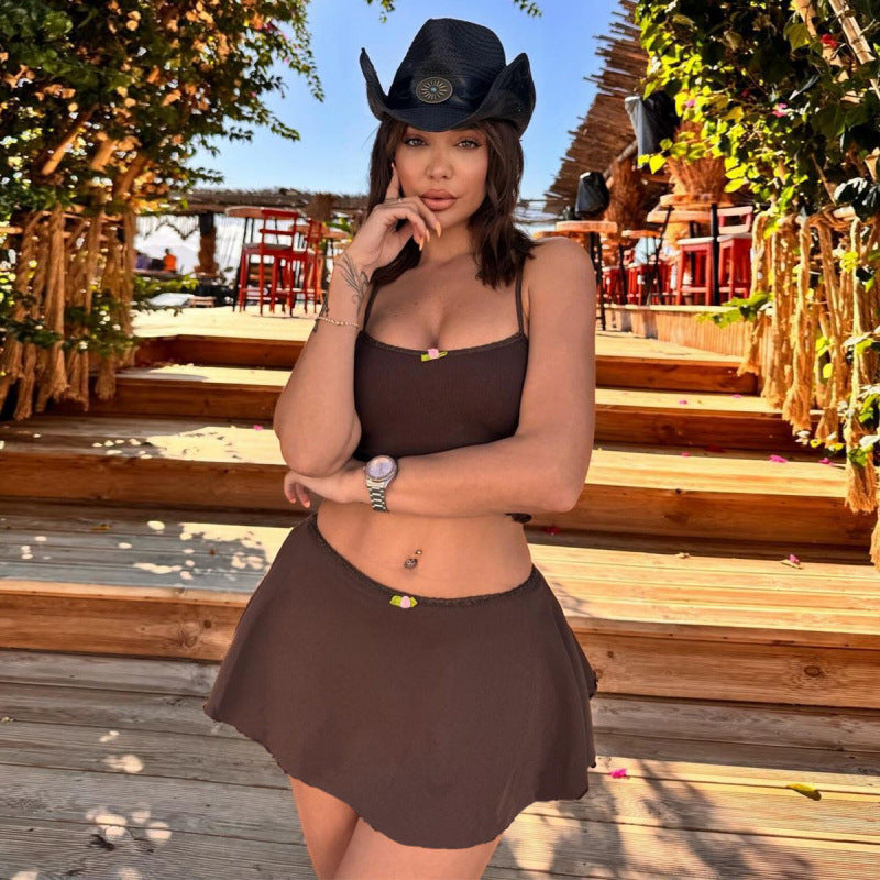 Damen Sommerliches Strandset mit Top und Minirock EB