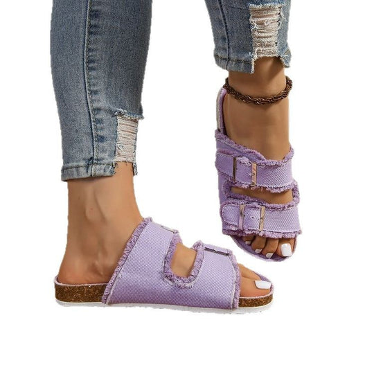 Damen komfortable Zehentrenner-Sandalen mit verstellbaren Riemen EB