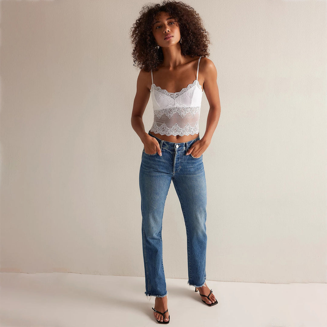 Damen Spitzen-Crop-Top und Shorts Set EB