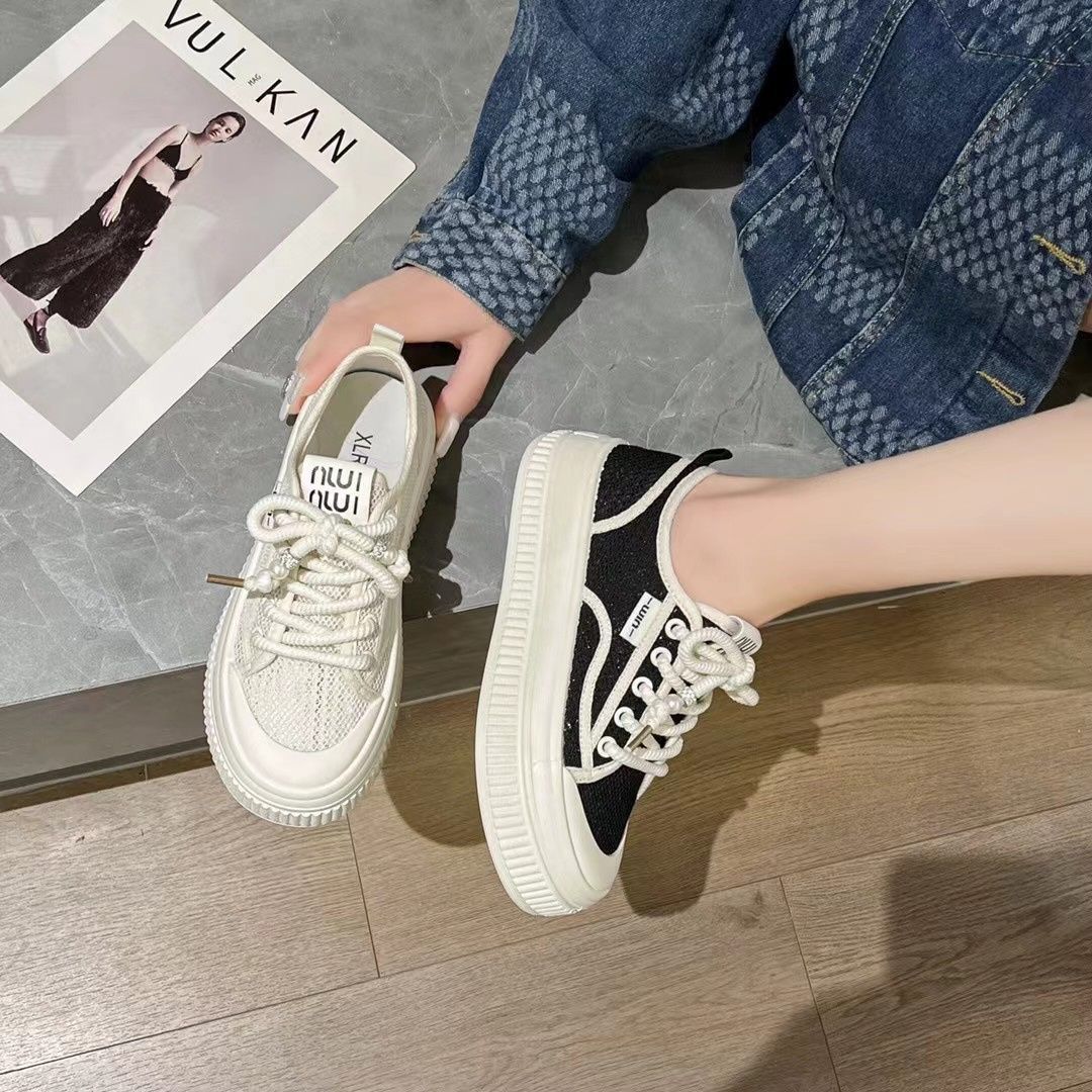 Damen Plateau Sneakers mit elegantem Design und atmungsaktiver Mesh-Oberfläche EB