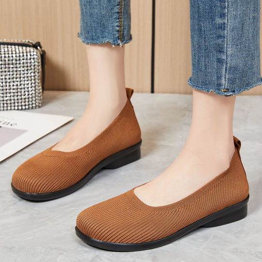Damen Komfortable Ballerinas mit atmungsaktiver Strickoberfläche EB