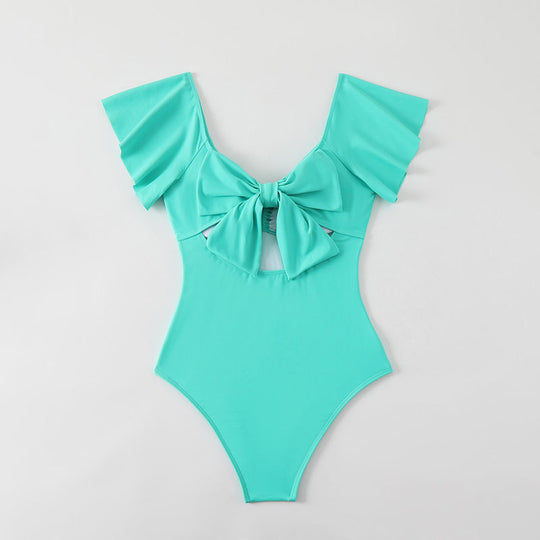 Damen eleganter einteiliger Badeanzug mit Rüschen EB