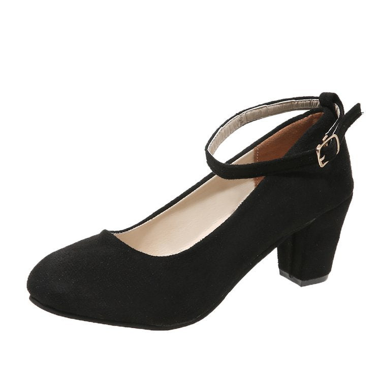 Damen elegante Pumps mit verstellbarem Riemen und komfortablem Blockabsatz EB