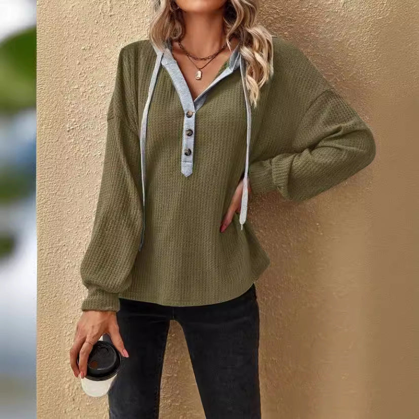 Damen Oversized Pullover mit Knopfleiste EB