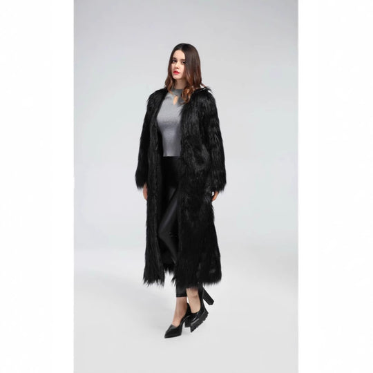 Damen Luxuriöser Kunstpelzmantel mit elegantem Futter EB
