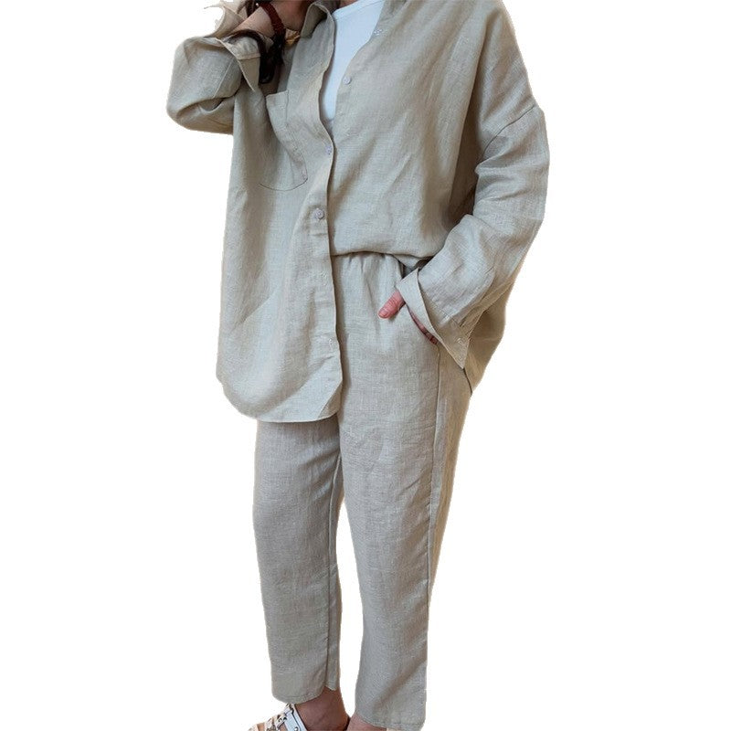 Damen leichte Leinenloungewear mit lockerer Passform EB