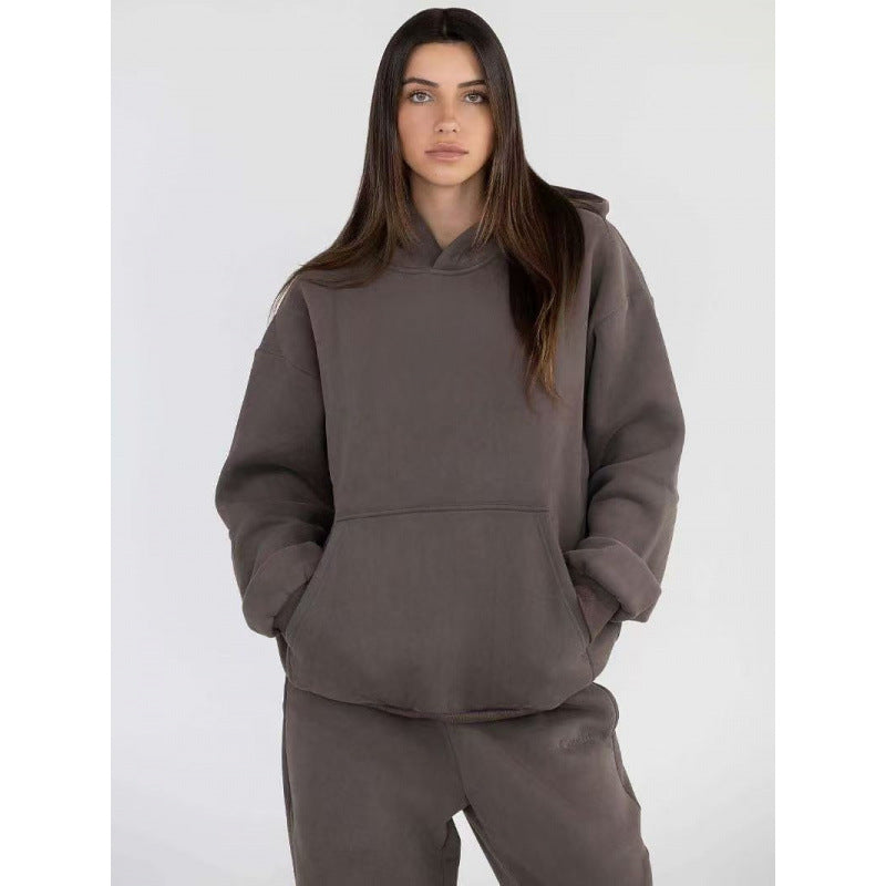 Damen nan extraweicher Oversize-Hoodie mit strukturierter Kängurutasche, überschnittener Schulter und angerauter Innenseite EB