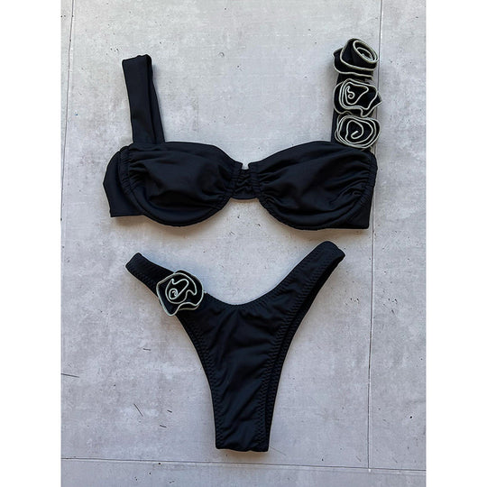 Damen Bikini mit floralen Applikationen EB
