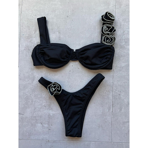 Damen Bikini mit floralen Applikationen EB