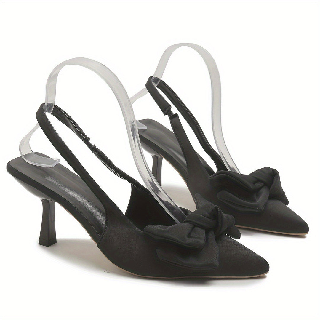 Damen elegante Slingback-Pumps mit dekorativem Schleifen-Detail EB