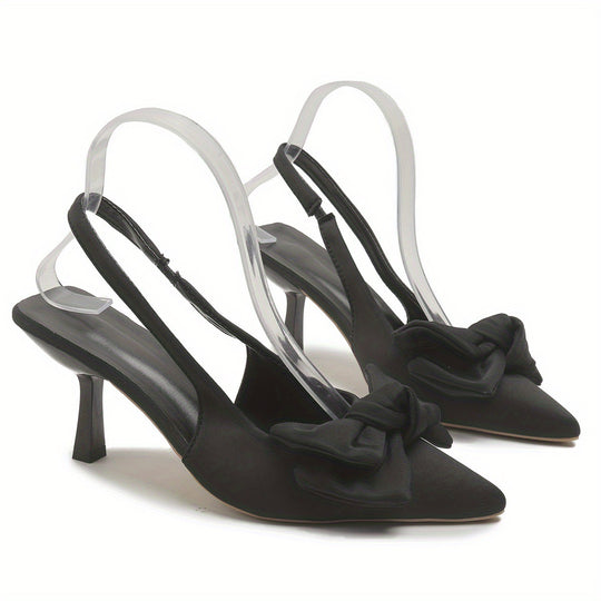 Damen elegante Slingback-Pumps mit dekorativem Schleifen-Detail EB