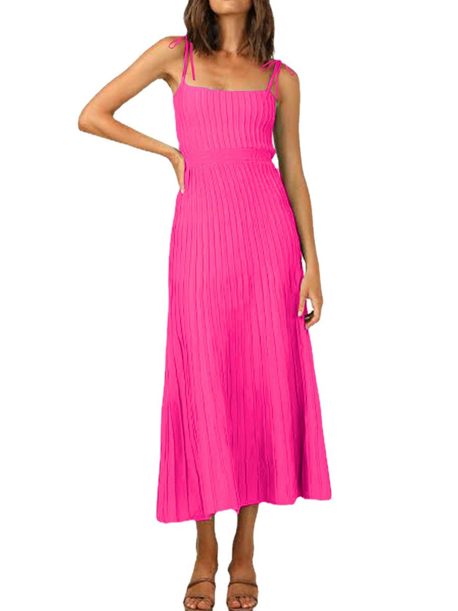 Damen Maxikleid mit schmalen Trägern und feinem Rippdesign EB
