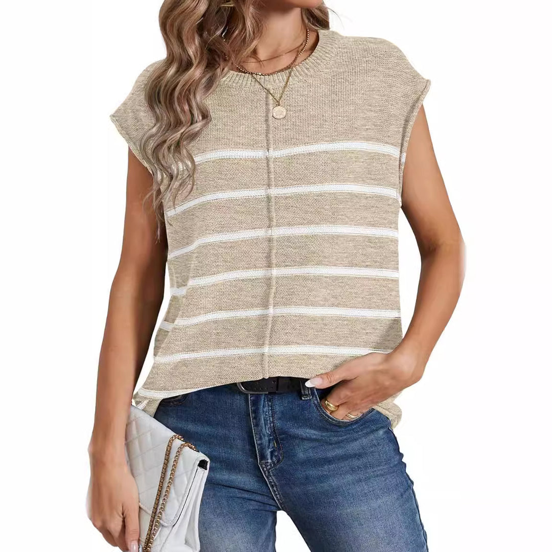 Damen lässiges Stricktop mit modischem Streifenmuster EB