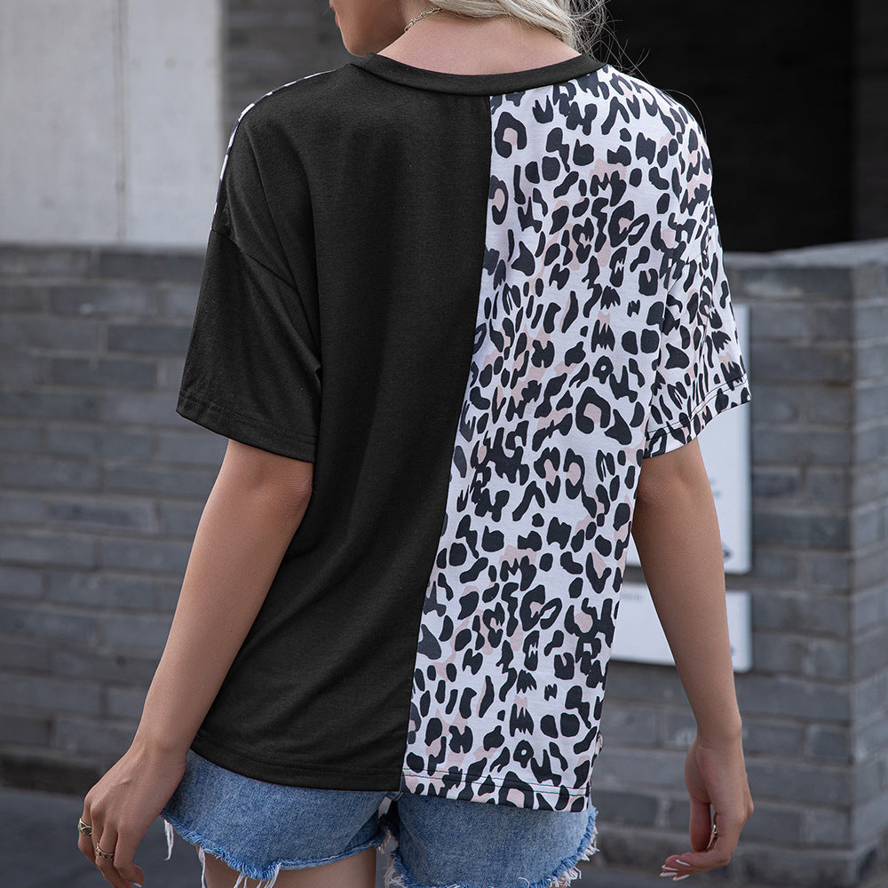 Damen modernes T-Shirt mit Leopardenmuster und lässigem Schnitt EB