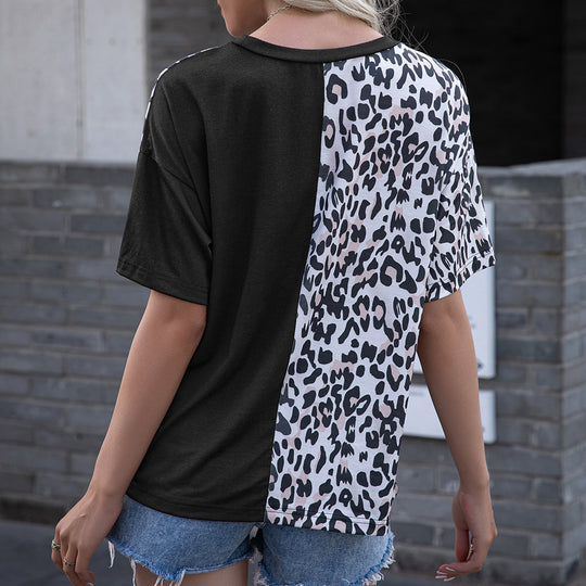 Damen modernes T-Shirt mit Leopardenmuster und lässigem Schnitt EB
