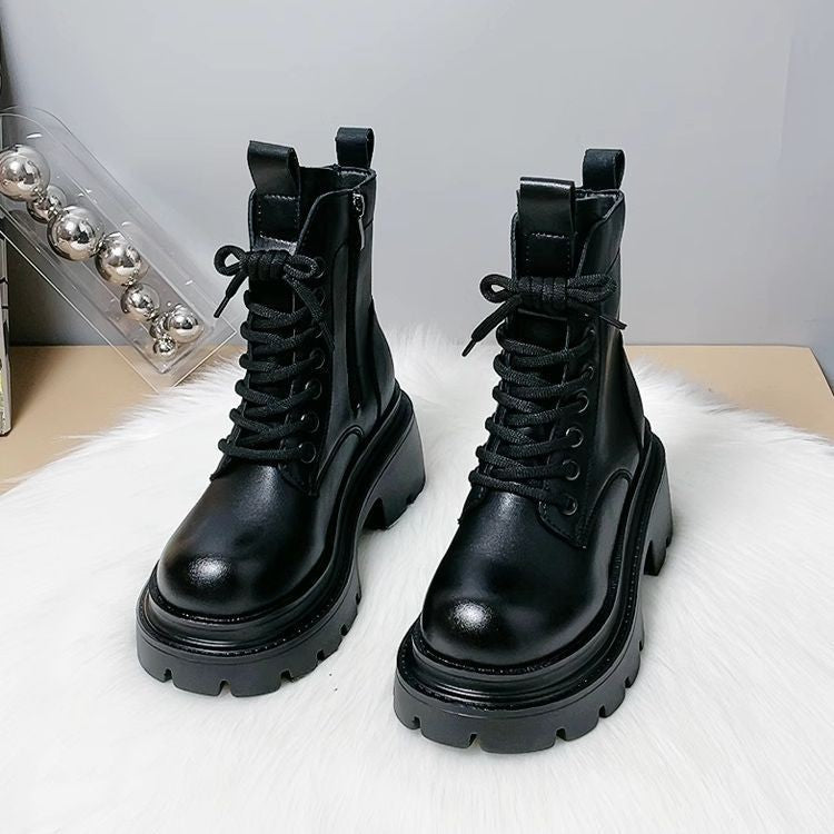 Damen Fashion-Stiefeletten mit hohem Blockabsatz und robustem Sohlenprofil EB