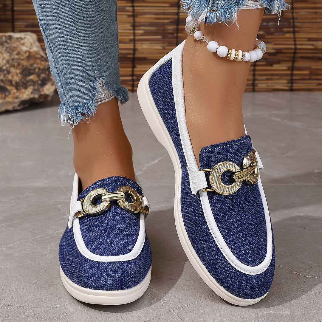 Damen modische Slipper mit elegantem Goldverzierungsdetail EB