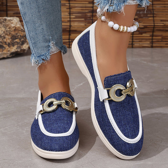 Damen modische Slipper mit elegantem Goldverzierungsdetail EB