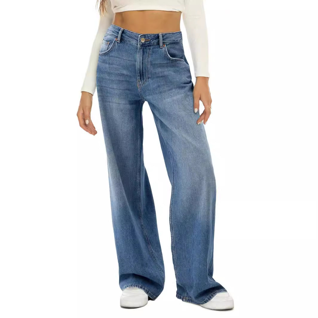 Damen Weit geschnittene High-Waist Jeans mit eleganter Passform EB