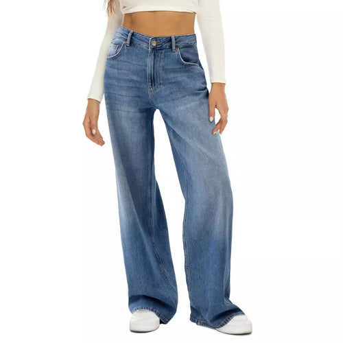 Damen Weit geschnittene High-Waist Jeans mit eleganter Passform EB