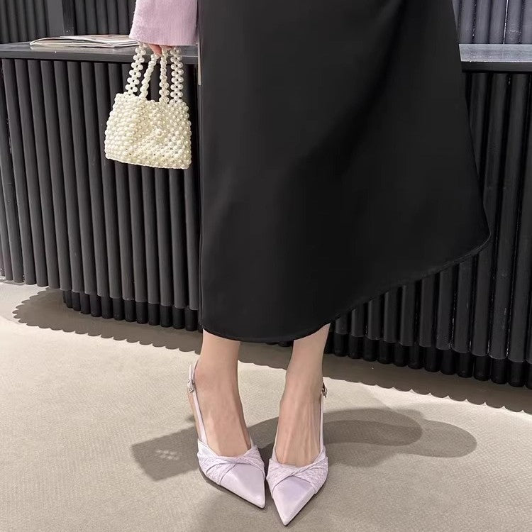Damen elegante Slingback Pumps mit Rüschendesign EB