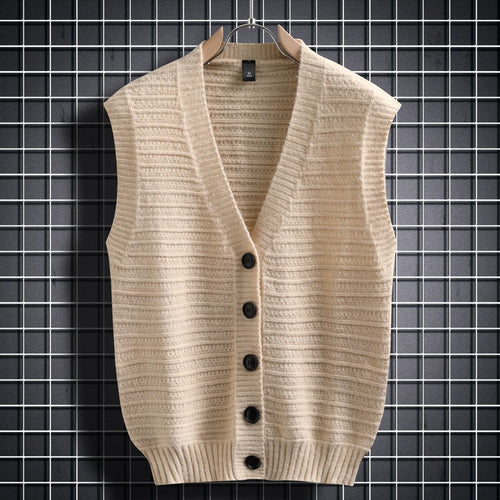 Damen ärmellose Strickjacke mit Knopfdetails und feinem Design EB