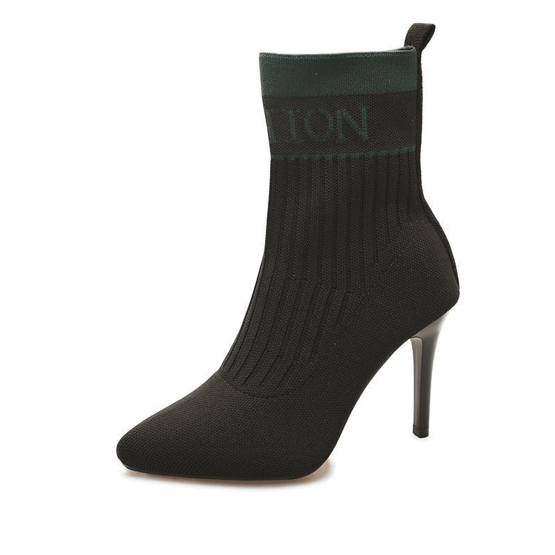 Damen Strumpfstiefel mit elegantem Design und hohem Absatz EB