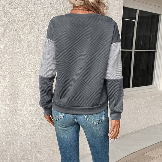 Damen gestreiftes Sweatshirt mit modischem Farbblockdesign EB