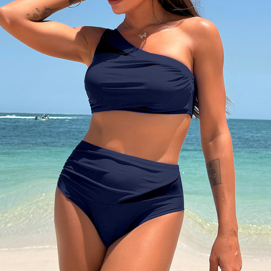 Damen Sportliches Bikini-Set mit asymmetrischem Oberteil und hohem Schnitt EB