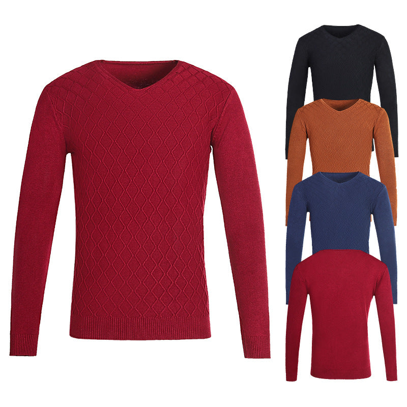 Herren V-Ausschnitt Pullover mit Strukturmuster EB