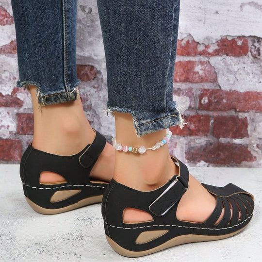Damen komfortable Riemchensandalen mit anatomischem Fußbett EB