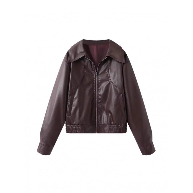 Damen modische Kunstlederjacke mit raffinierter Passform EB