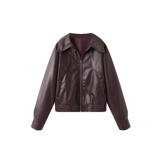 Damen modische Kunstlederjacke mit raffinierter Passform EB