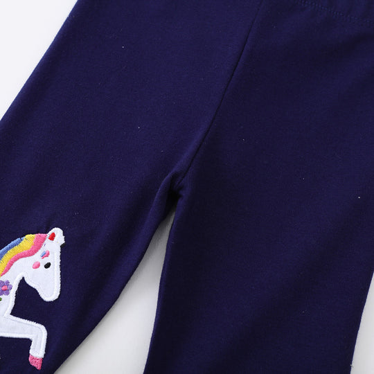 Mädchen Leggings mit bunten Einhorn-Applikationen EB