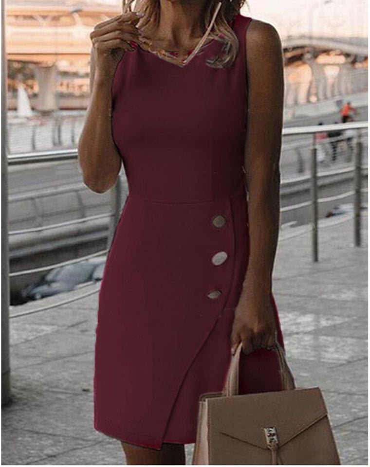 Damen Elegantes Etui-Kleid mit Knopfdetail EB