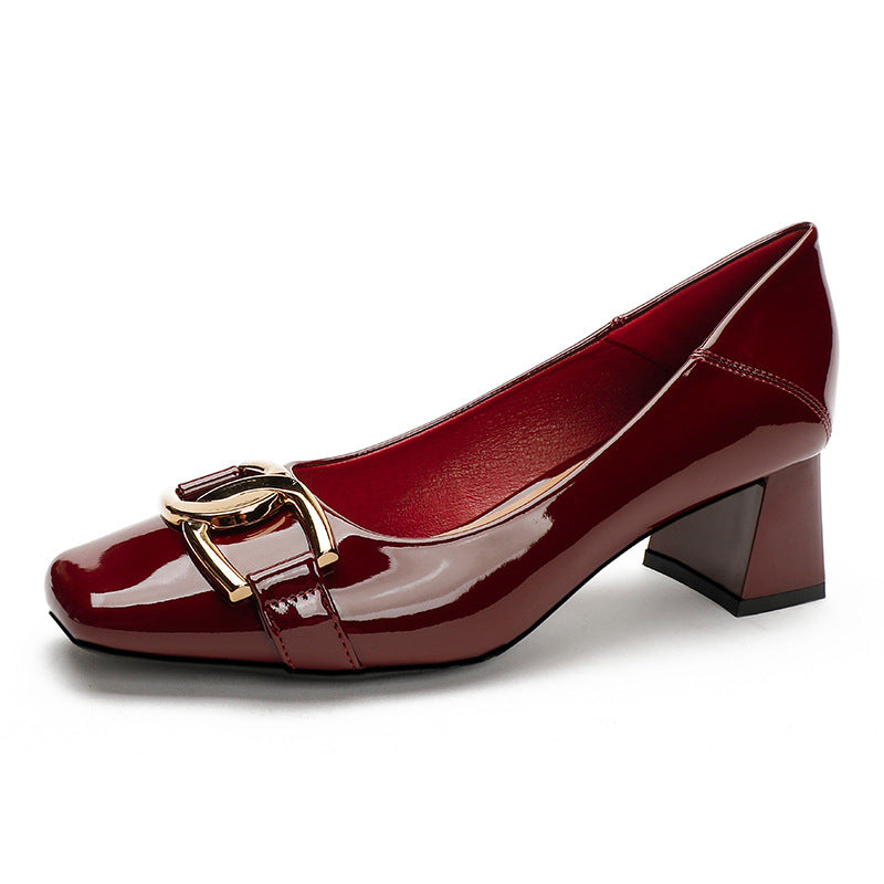 Damen elegante Blockabsatzschuhe mit modischem Schnallenakzent EB