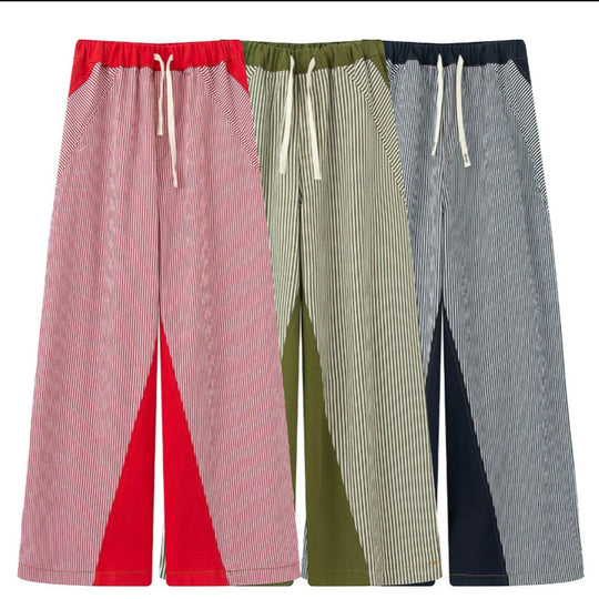 Damen Elegante und lässige Palazzohose mit gestreiftem Design EB