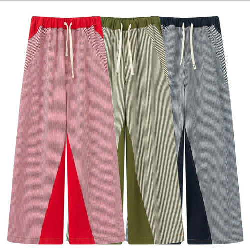 Damen Elegante und lässige Palazzohose mit gestreiftem Design EB