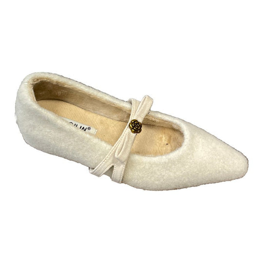 Damen elegante Ballerinas mit dekorativem Schleifenakzent und weichem Innenfutter EB