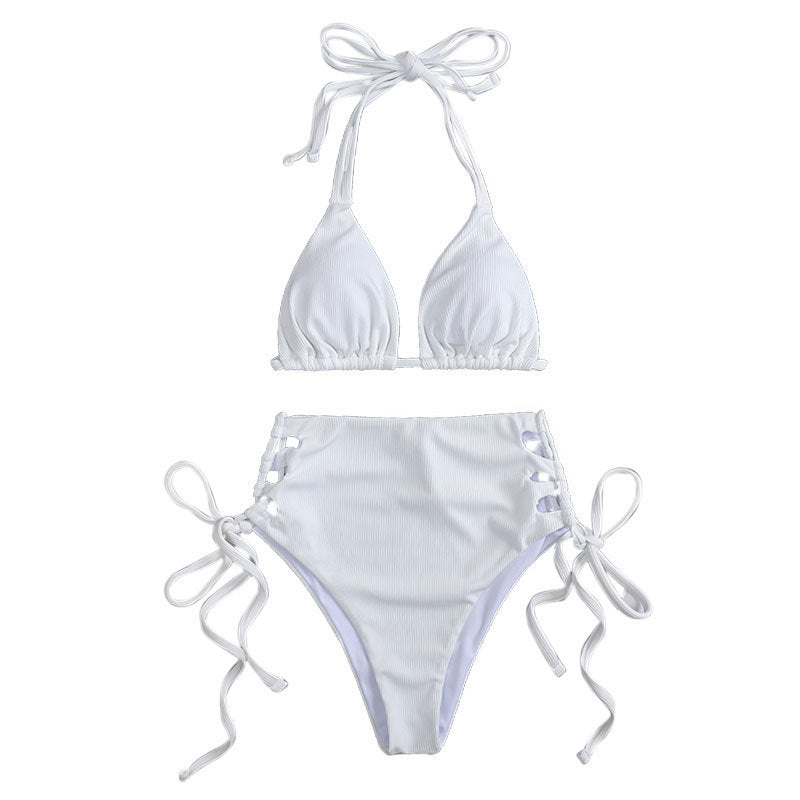 Damen Hochgeschnittener Triangel-Bikini mit verstellbaren Trägern EB