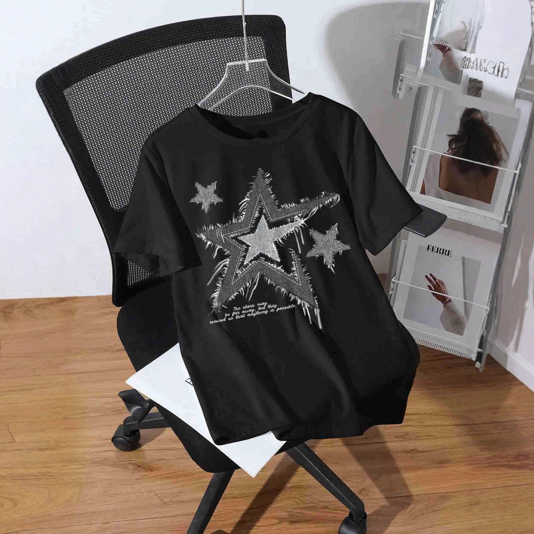 Damen T-Shirt mit trendigem Sternmotiv und lässiger Passform EB