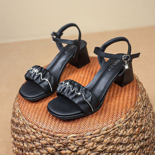 Damen elegante Riemchen Sandalen mit Rüschendetail EB